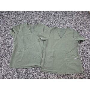 Lot of 2 FIGS Womens Casma 3 Pocket Scrub Top‎ Moss Size Large and XL
